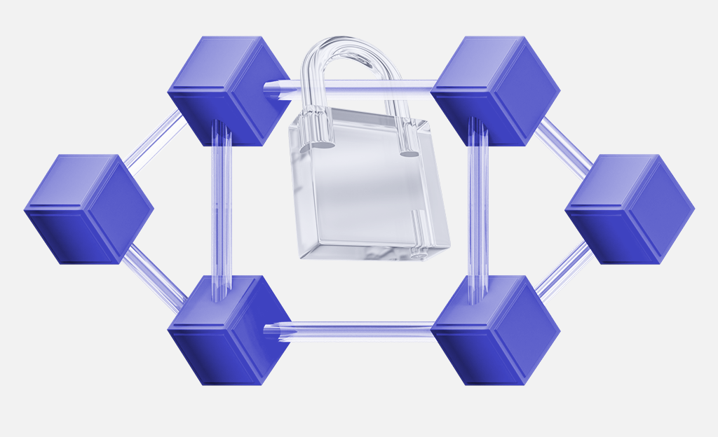 a chain of six cubes closed with a lock