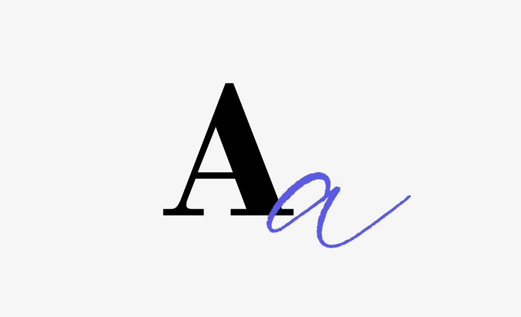The capital letter A and the uppercase letter a